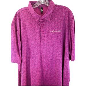Adidas Polo Shirt Mens XXL 2XL The Players Championship AOP All Over Print Pink